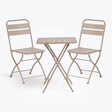 Set Tavolo (60x60 cm) e 2 Sedie da giardino pieghevoli Janti Nude - Sklum