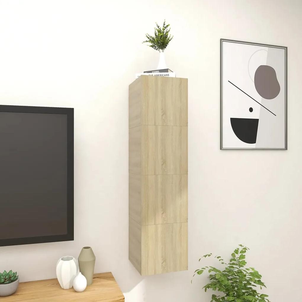 Mobili porta tv a parete 4pz rovere sonoma 30,5x30x30 cm