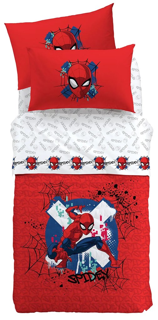 Copriletto Trapuntato Singolo Spider-man red Marvel, in