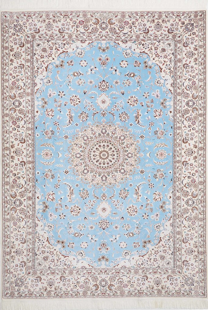 Nain Tappeto persiano 160x220 Blu (Iran) Annodato A Mano