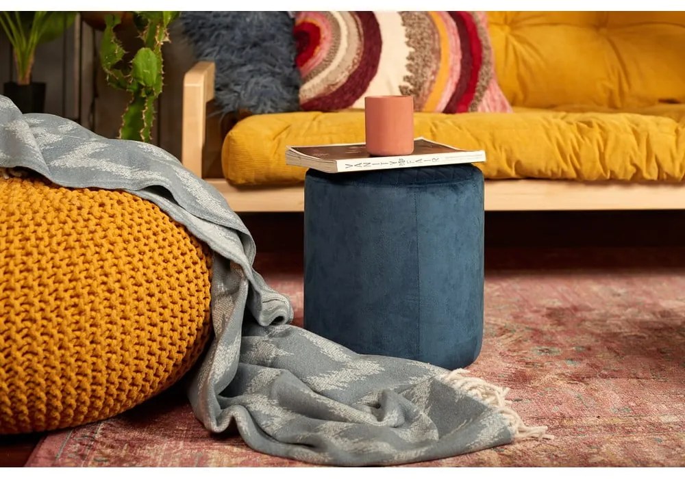 Pouf in velluto grigio Ejby - Bonami Essentials