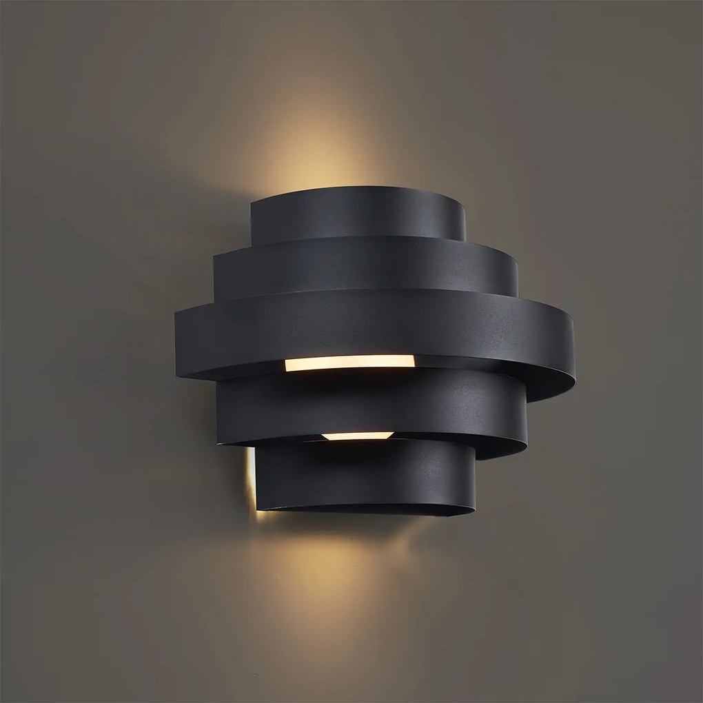 Lampada da parete moderna nera con LED dimmerabile a 3 livelli - Lines