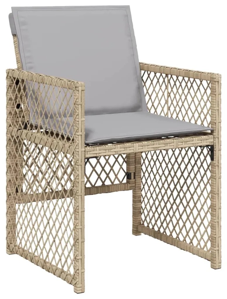 Sedie da giardino con cuscini 4 pz beige misto in polyrattan