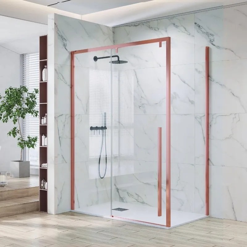 Box doccia 80x140 telaio oro rosa vetro 8mm | KSA5000RG - KAMALU
