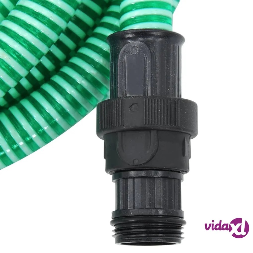 vidaXL Tubo di Aspirazione con Raccordi in Ottone Verde 1" 4 m in PVC