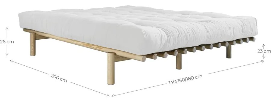 Letto matrimoniale in legno di pino con griglia 160x200 cm Pace - Karup Design