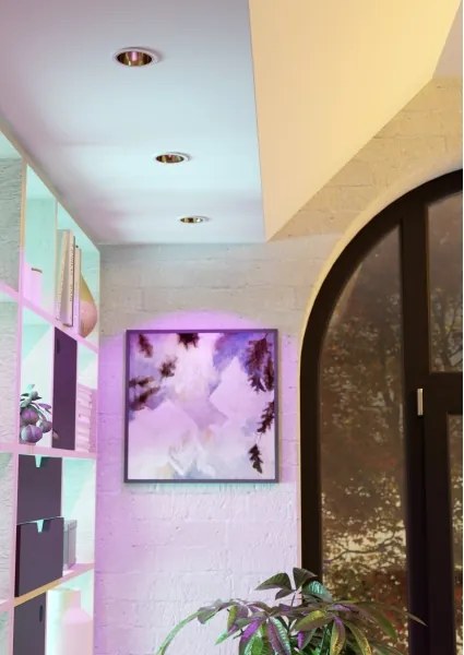 Eglo 902299-LED RGBW Plafoniera dimmerabile per controsoffitto con vetro fumé YEBRA-Z LED/4,8W/230V IP44 bianco/oro