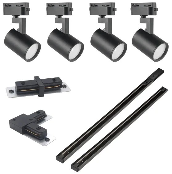 Faretto per sistema a binario LYNX 4xGU10/10W/230V nero