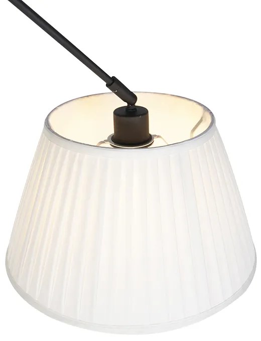 Lampada a sospensione nera con paralume plissettato 35 cm crema - Blitz