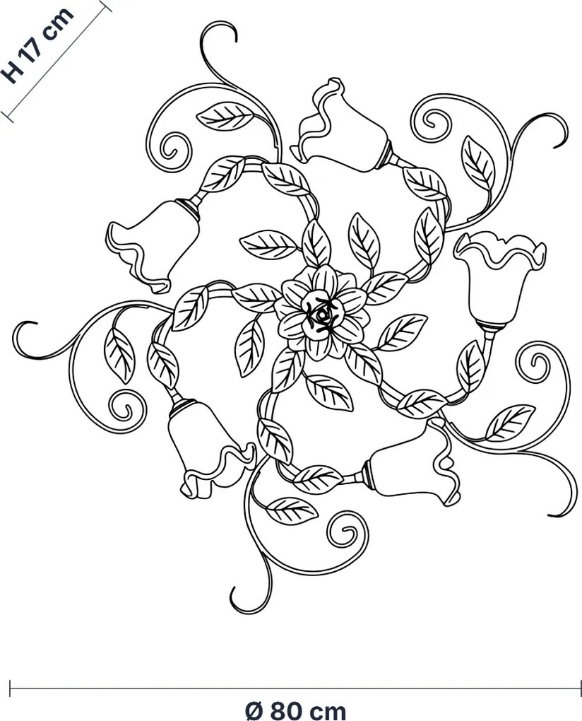 Plafoniera Arte Povera Cesto Metallo Bianco E Oro 5 Luci E14