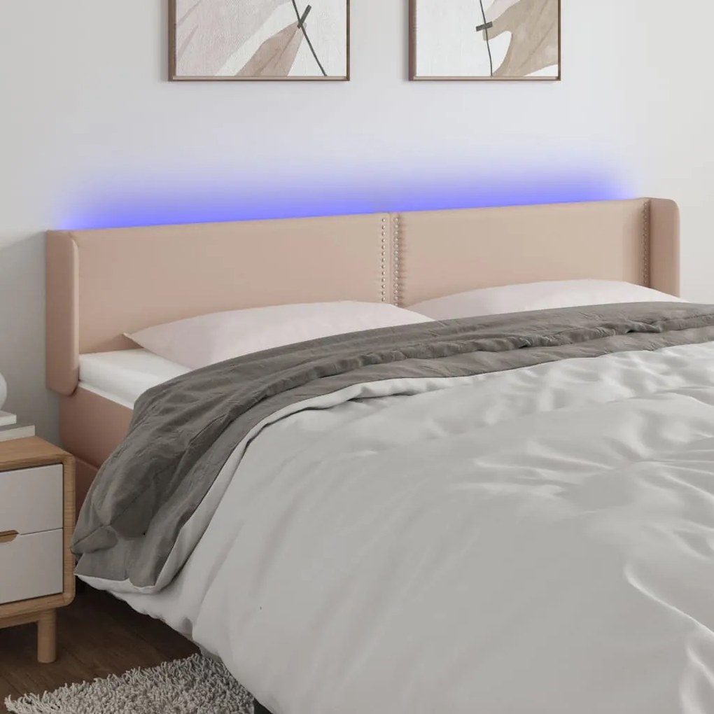 Testiera Cappuccino A Led 183x16x78/88 Cm İn Similpelle /
