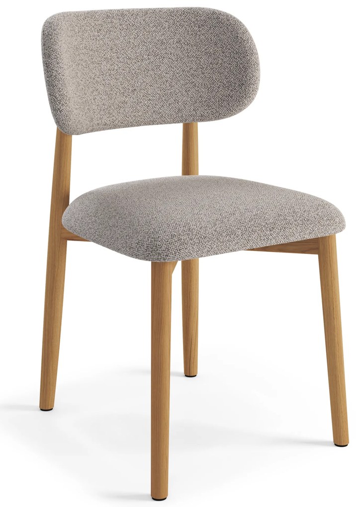 ALMO Beige Caffelatte (Monza 60) / telaio in rovere laccato – SEDIA IN LEGNO BOUCLÉ PER SOGGIORNO SALA DA PRANZO RETRÒ