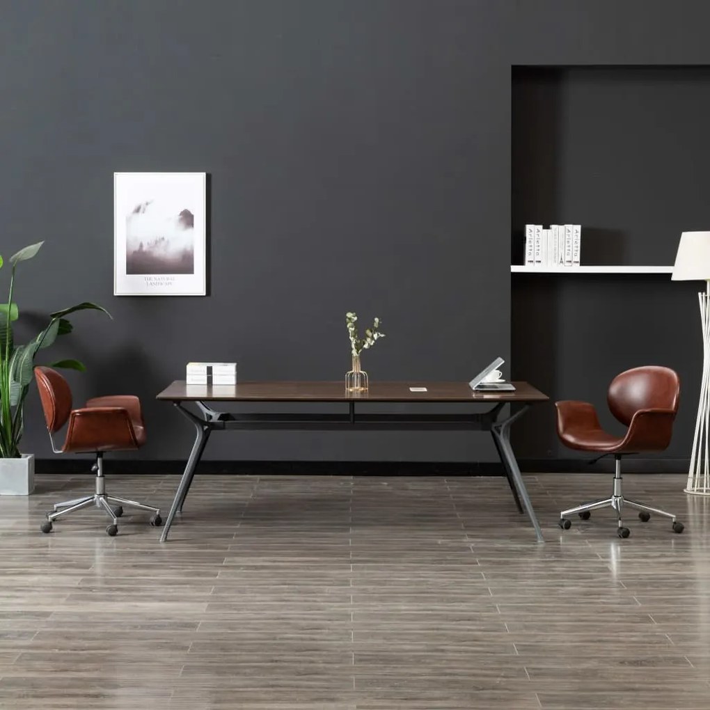 Sedia Da Ufficio Girevole Marrone İn Similpelle /