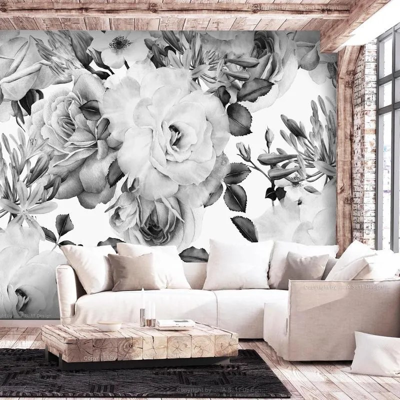 Fotomurale adesivo  Sentimental Garden (Black and White)  Larghezza x Altezza Home decor 196x140