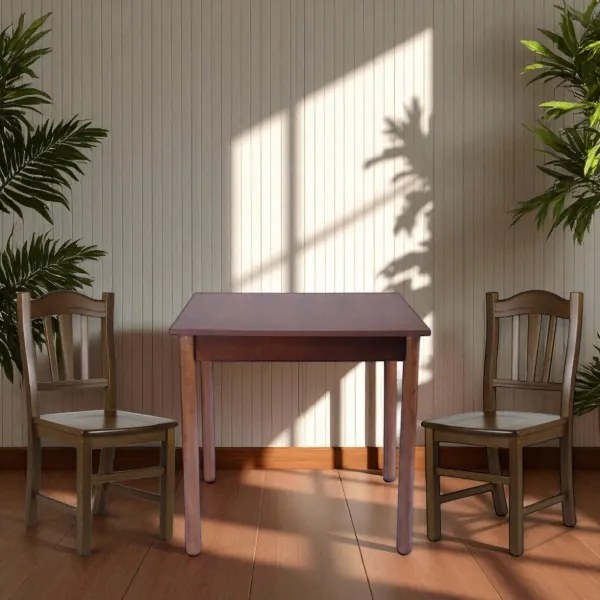 Tavolo fisso in legno con gamba Tonda RISTORANTE misura 80x80 NOCE