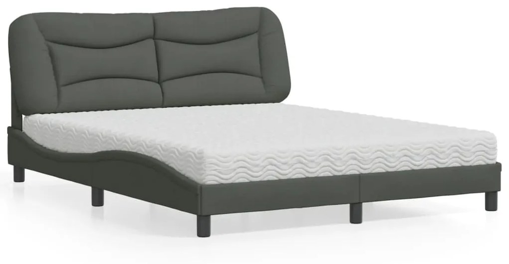 Letto Con Materasso Grigio Scuro 160x200 Cm Tessuto /