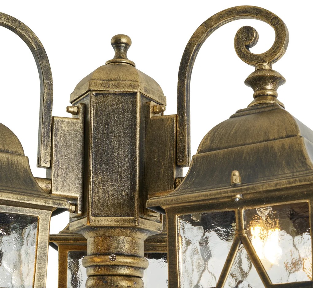 Lanterna da esterno classica oro antico con vetro trasparente 198cm IP44 - London