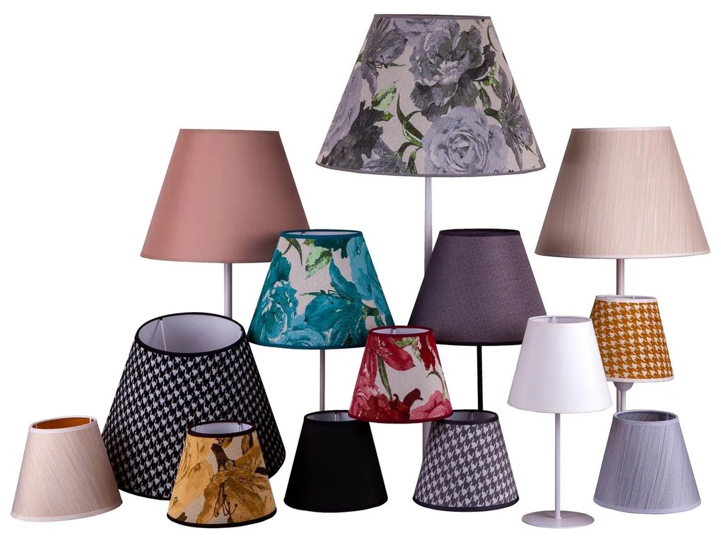 Paralume Sofia altezza 26 cm, motivo floreale rosso Duolla, Rosso, Tessuto / Stoffa / Seta