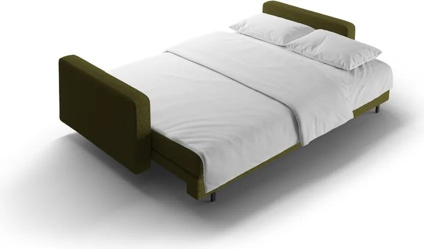 Divano verde allungabile/con contenitore con rivestimento in bouclé 222 cm Bali – Cosmopolitan Design