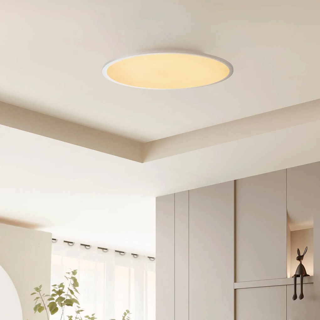 Plafoniera a LED Narima Lindby, dimmerabile, Bianco / Opale, Cucina, Plastica, Moderno, Plafoniera LED