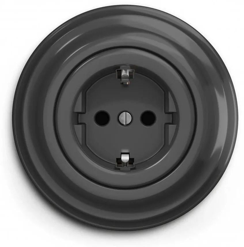 Kliklap - Presa domestica in stile retrò con placca SCHUKO 230V/16A antracite