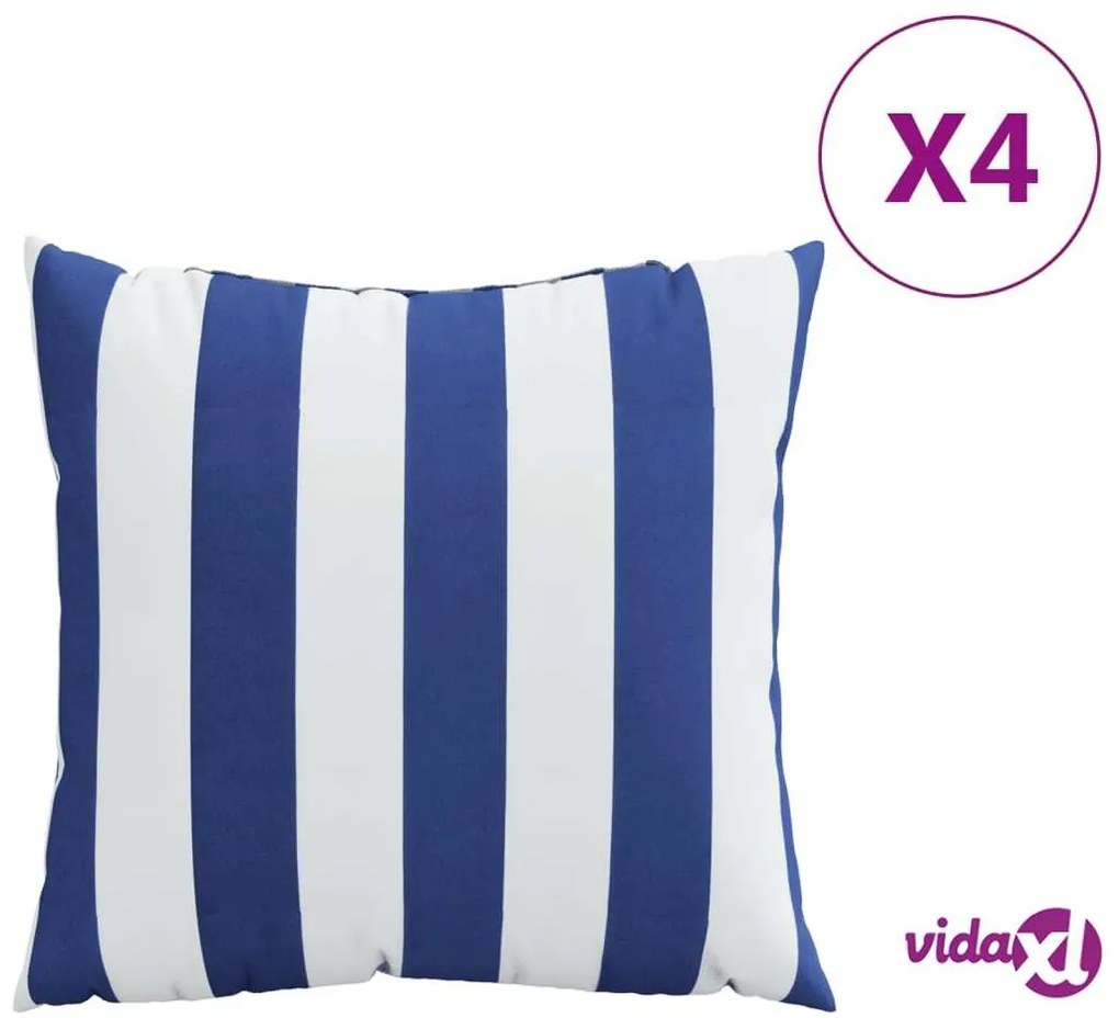 vidaXL Cuscini Decorativi 4pz Strisce Blu e Bianco 60x60 cm Tessuto
