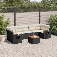 Set Divani da Giardino con Cuscini 8 pz Nero in Polyrattan 3224474