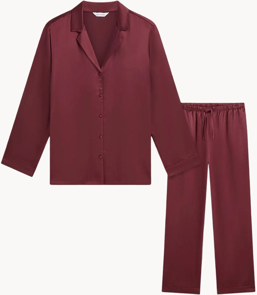 Pigiama da donna in seta Burgundy