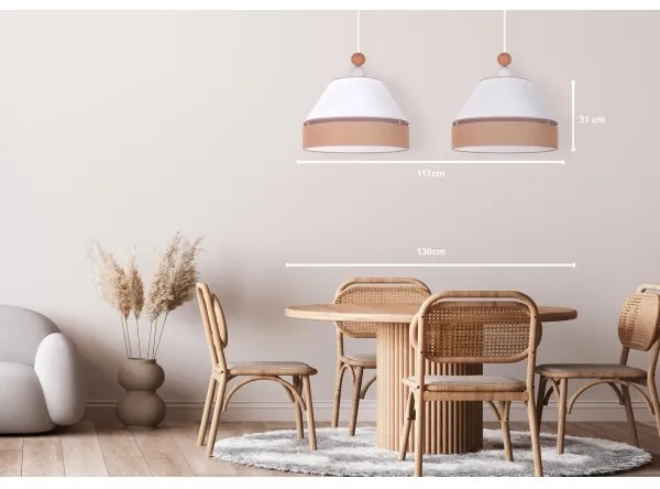 Duolla - Lampadario a sospensione con filo AVIGNON 2xE27/15W/230V bianco/marrone