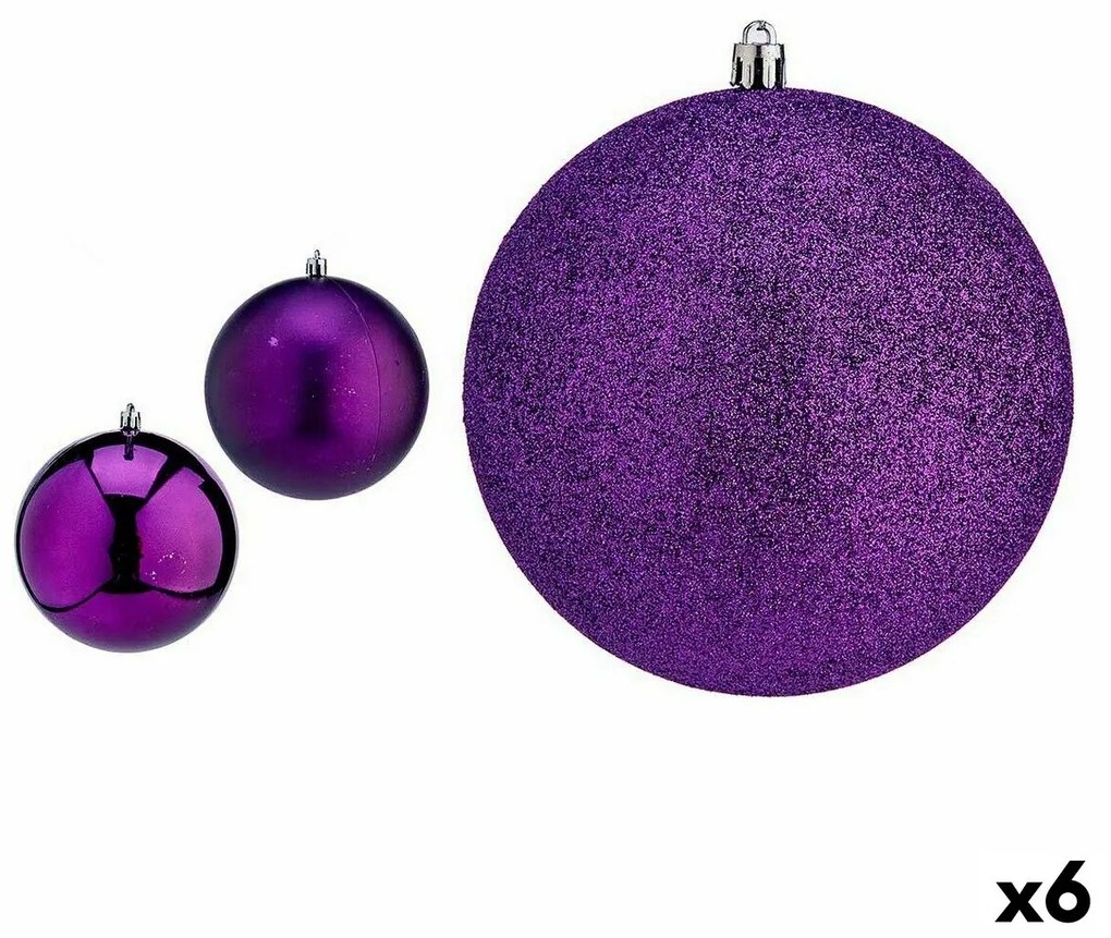 Set di palline di Natale Viola PVC Ø 12 cm (6 Unità)