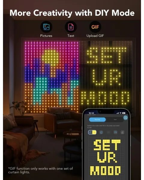 Govee - RGBIC Curtain Lampada 520 LED 1,5x2m Wi-Fi IP65