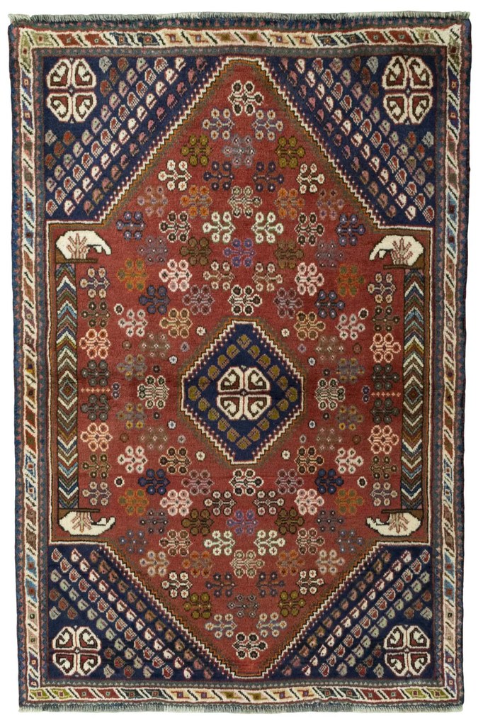 Shiraz Tappeto 160 x 100 Rosso (Iran) Annodato A Mano