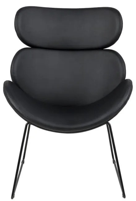 Poltrona in similpelle nera con gambe nere Cazar - Actona