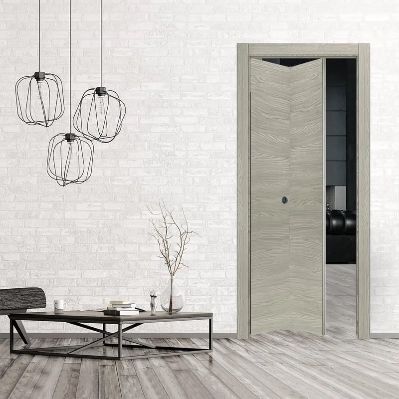 Porta pieghevole a libro asimmetrica Callisto cenere L 60 x H 210 cm sinistra