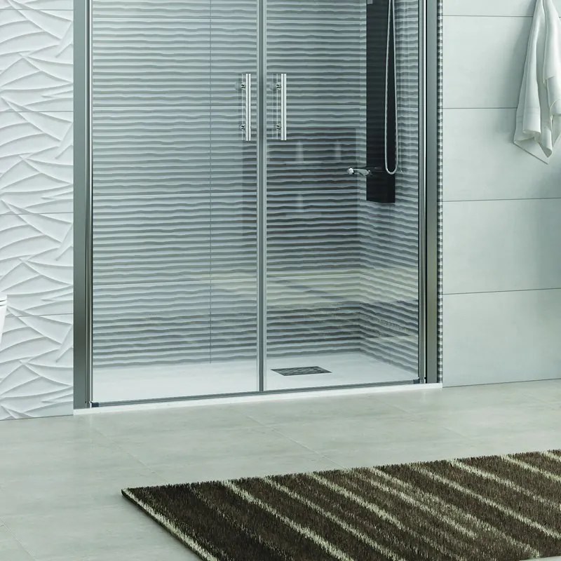 Kamalu - Nicchia doccia due battenti 80-85cm finitura cromo | KS2800 Saloon