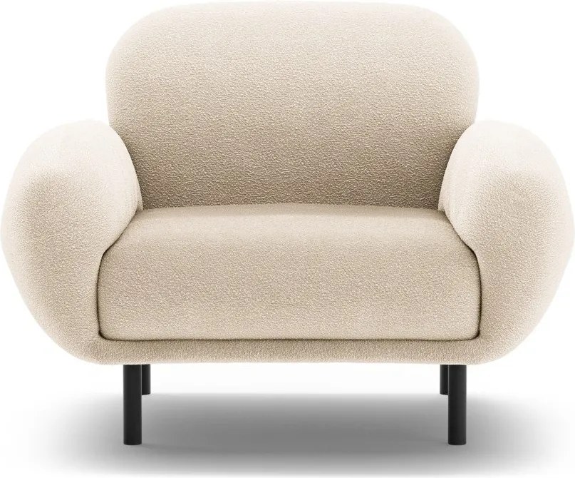 Poltrona beige con rivestimento in bouclé Poppy – Micadoni