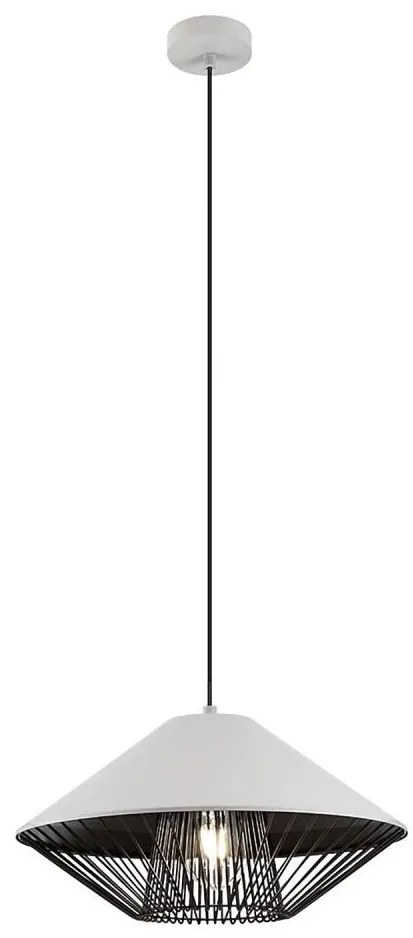 Redo 01-3004 - Lampadario a cavo GRILL 1xE27/42W/230V Ø 39,6 cm nero/bianco