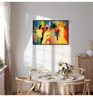 Quadro - With a Yellow Jacket (August Macke) In cornice nera di legno 120x80