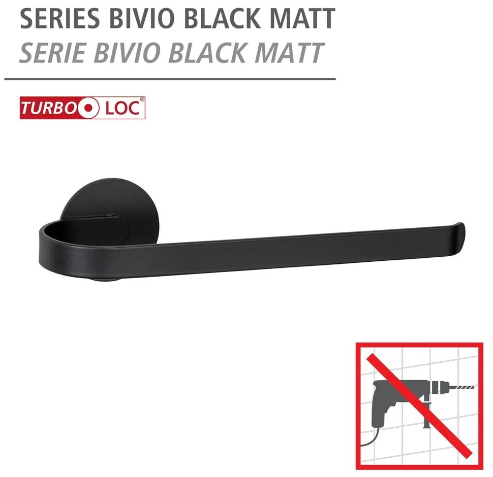 Porta asciugamani in metallo autoportante nero opaco Bivio - Wenko