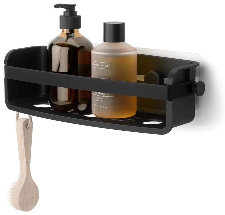 Mensola da bagno senza foratura nera in plastica Flex Adhesive – Umbra