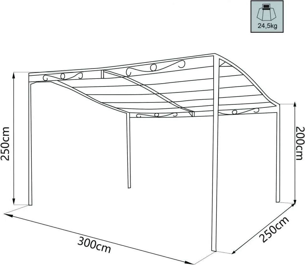 Gazebo Pergola 3x2,5 m in Acciaio Antracite...