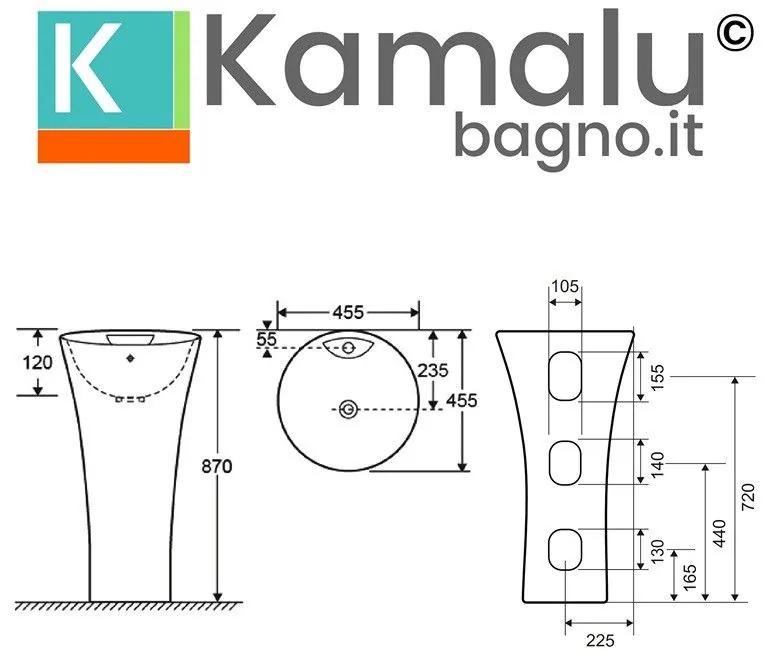 Kamalu - lavabo monoblocco freestanding modello litos-v3600