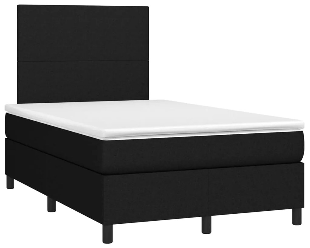 Letto a molle con materasso e led nero 120x190 cm in tessuto