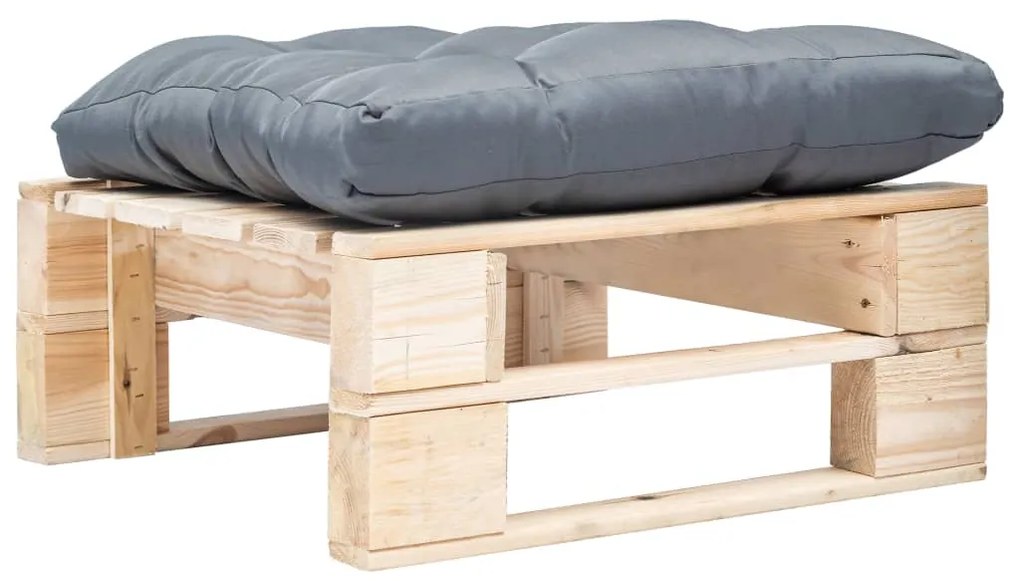 Ottomana Pallet Da Giardino Con Cuscino Grigio Legno Naturale /