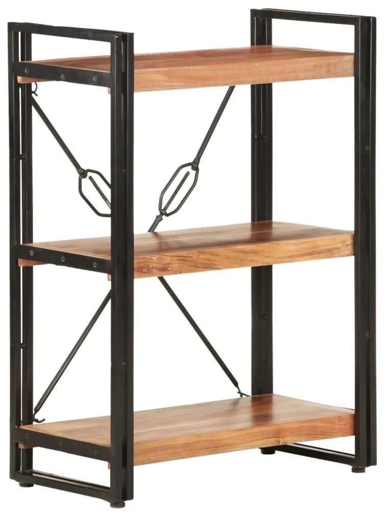 Libreria a 3 ripiani 60x30x80 cm in legno massello di acacia
