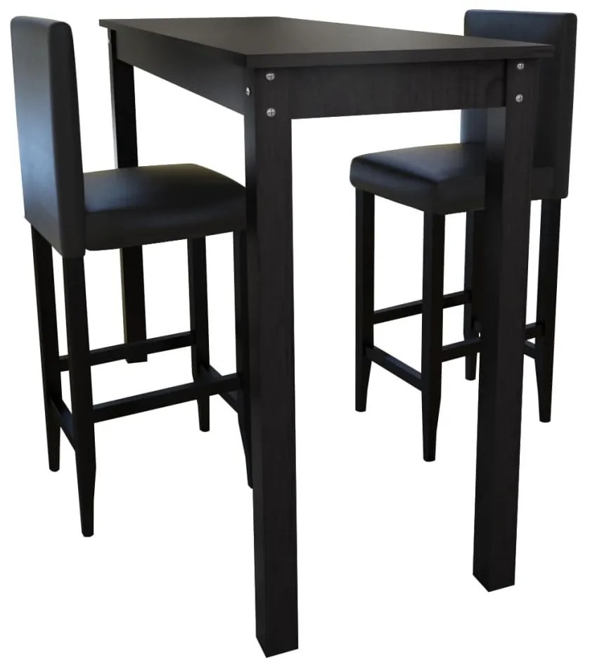 Set Tavolino Da Bar Con 2 Sgabelli Neri /