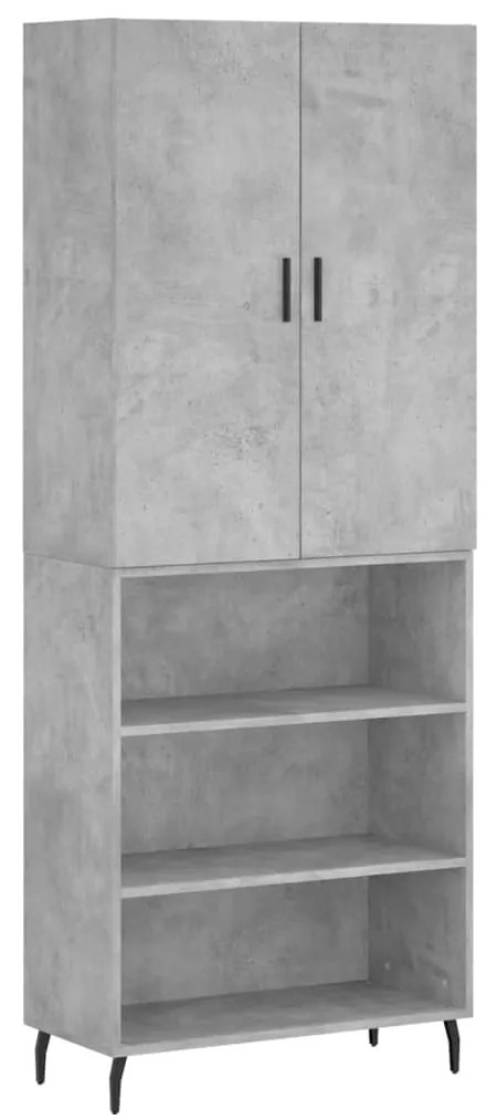 Credenza Grigio Cemento 69,5x34x180 cm in Legno Multistrato