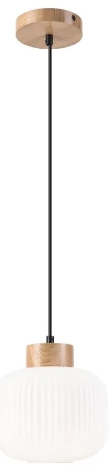 Lampadario a sospensione con filo HARMONY 1xE27/15W/230V diametro 20 cm bianco/quercia