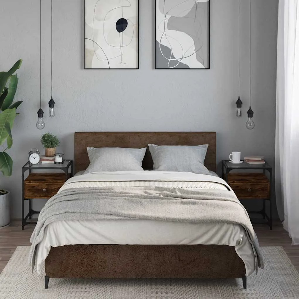 Comodini 2 Pz Rovere Fumo 40x40x55 Cm İn Legno Multistrato /