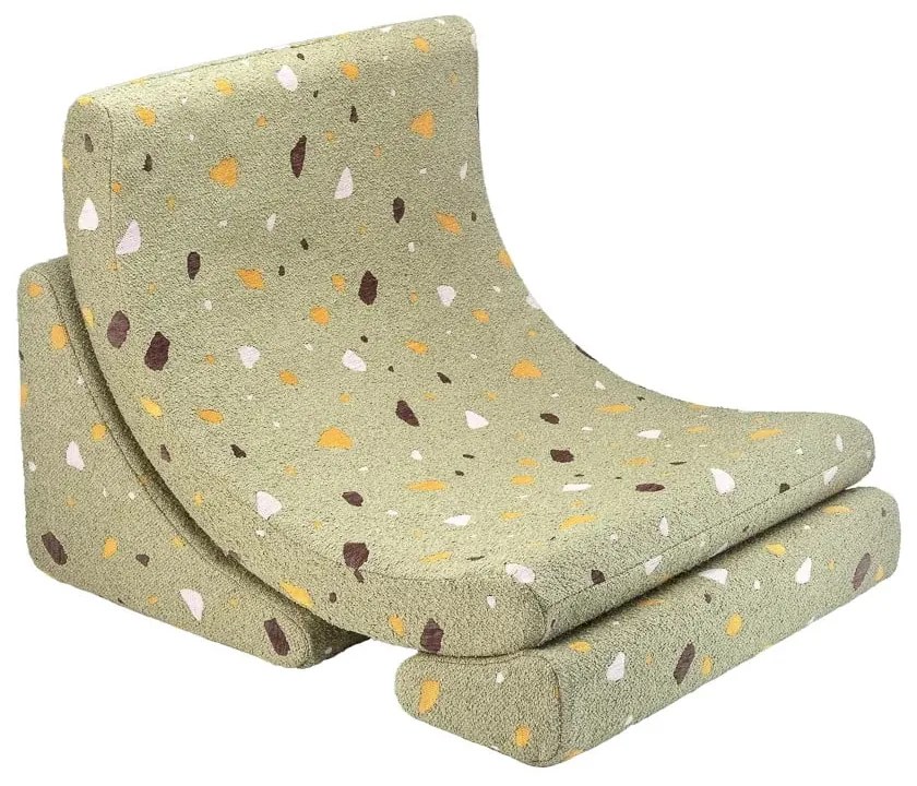 Poltrona per bambini verde con rivestimento in bouclé e ciniglia Terrazzo Moon – Wigiwama